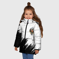 Куртка зимняя для девочки Герб РФ просто краски, цвет: 3D-красный — фото 2