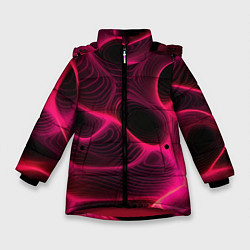 Зимняя куртка для девочки Неоновая яркая геометрическая абстракция со светом