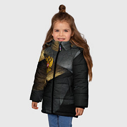Куртка зимняя для девочки Золотой герб России на темном фоне, цвет: 3D-черный — фото 2
