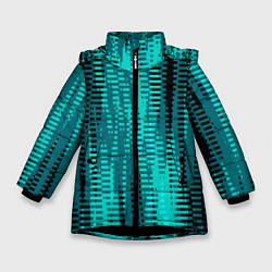 Зимняя куртка для девочки Бирюзовый абстрактные полосы