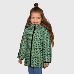 Куртка зимняя для девочки Изумрудный волнистые линии, цвет: 3D-светло-серый — фото 2