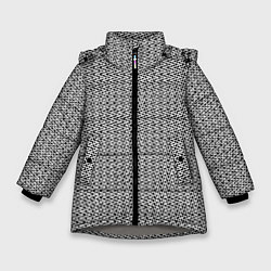 Зимняя куртка для девочки Чёрно-белый текстурированный полосы