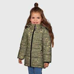 Куртка зимняя для девочки Чёрно-бежевый круг гипнотический, цвет: 3D-черный — фото 2