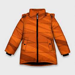 Зимняя куртка для девочки Тёмный оранжевый полосами