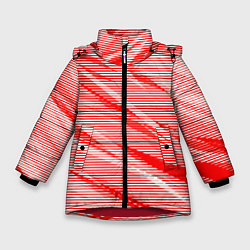 Куртка зимняя для девочки Полосатый красно-белый, цвет: 3D-красный