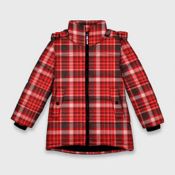 Зимняя куртка для девочки Красный клетчатый узор