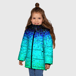Куртка зимняя для девочки Пикселизация неоновых цветов, цвет: 3D-светло-серый — фото 2