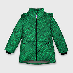 Куртка зимняя для девочки Насыщенный зелёный текстурированный, цвет: 3D-светло-серый