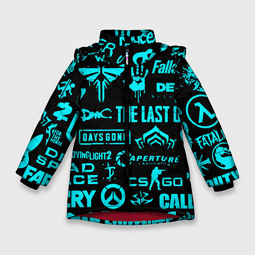 Зимняя куртка для девочки Логотипы популярных игр / 3D-Красный – фото 1