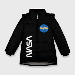 Куртка зимняя для девочки NASA logo usa space, цвет: 3D-светло-серый