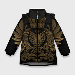 Зимняя куртка для девочки Золотые крылья с узорами