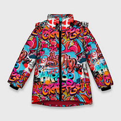 Куртка зимняя для девочки Hip hop graffiti pattern, цвет: 3D-красный