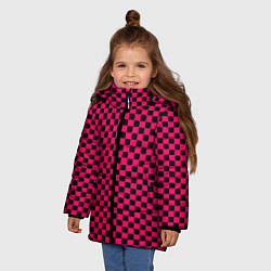 Куртка зимняя для девочки Паттерн розовый клетка, цвет: 3D-черный — фото 2