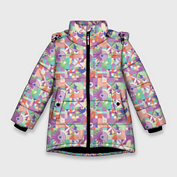 Зимняя куртка для девочки Геометрические фигуры со звездами
