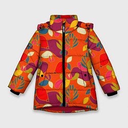 Зимняя куртка для девочки Яркие ягодки-листочки