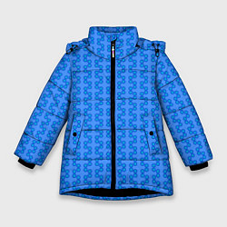 Зимняя куртка для девочки Голубой паттерн цепочки