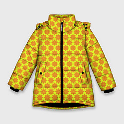Куртка зимняя для девочки Паттерн щитовой, цвет: 3D-черный