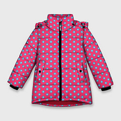 Зимняя куртка для девочки Паттерн голубые ромбики
