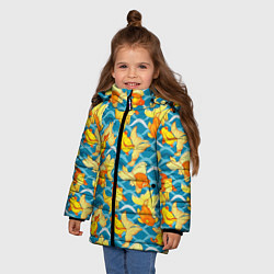 Куртка зимняя для девочки Разноцветные золотые рыбки, цвет: 3D-черный — фото 2