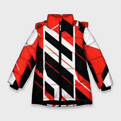 Зимняя куртка для девочки Black and red stripes on a white background