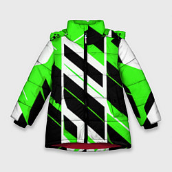 Куртка зимняя для девочки Black and green stripes on a white background, цвет: 3D-красный