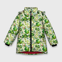 Куртка зимняя для девочки Авокадо и брокколи, цвет: 3D-красный