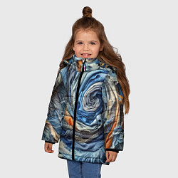 Куртка зимняя для девочки Джинсовая воронка - модный тренд, цвет: 3D-красный — фото 2