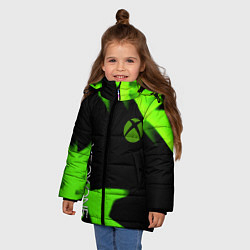 Куртка зимняя для девочки Xbox one green flame, цвет: 3D-светло-серый — фото 2