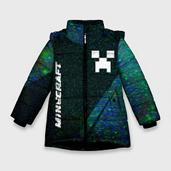 Куртка зимняя для девочки Minecraft glitch blue, цвет: 3D-черный