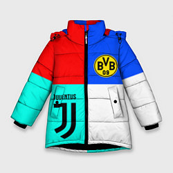 Куртка зимняя для девочки Juventus x Borussia, цвет: 3D-черный