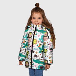 Куртка зимняя для девочки Животные джунглей, цвет: 3D-черный — фото 2