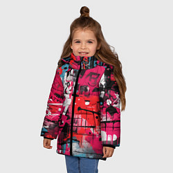 Куртка зимняя для девочки Красное граффити, цвет: 3D-красный — фото 2