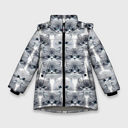 Куртка зимняя для девочки Серые котята, цвет: 3D-светло-серый