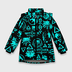 Зимняя куртка для девочки Ведьмак неоновые логотипы