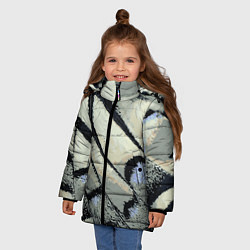 Куртка зимняя для девочки Абстракция - крыло бабочки, цвет: 3D-черный — фото 2