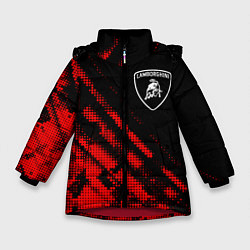 Куртка зимняя для девочки Lamborghini sport grunge, цвет: 3D-красный
