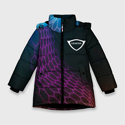 Куртка зимняя для девочки Genesis neon hexagon, цвет: 3D-черный