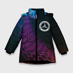 Куртка зимняя для девочки Mercedes neon hexagon, цвет: 3D-черный