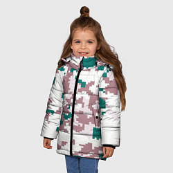 Куртка зимняя для девочки Пиксельный камуфляж европа, цвет: 3D-красный — фото 2