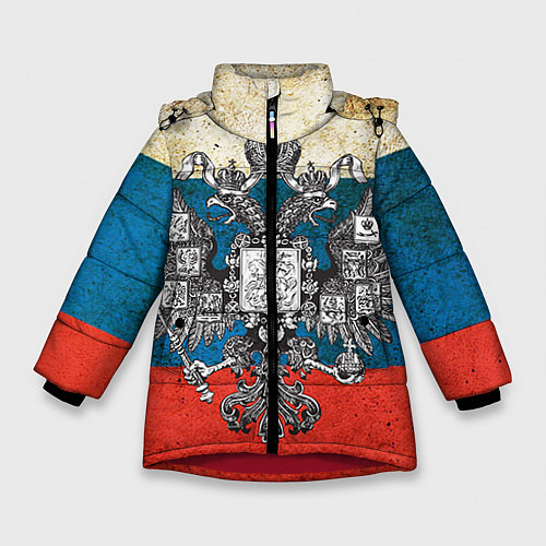 Зимняя куртка для девочки Герб имперской России / 3D-Красный – фото 1