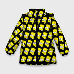 Куртка зимняя для девочки Барт Симпсон: узор, цвет: 3D-черный