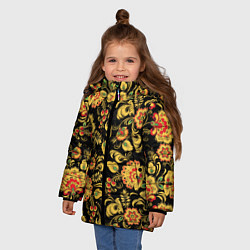 Куртка зимняя для девочки Хохлома цвета 3D-черный — фото 2