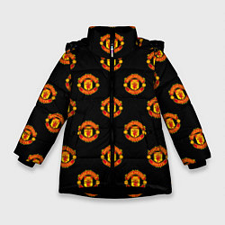Куртка зимняя для девочки Manchester United Pattern, цвет: 3D-черный