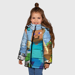 Куртка зимняя для девочки Minecraft World, цвет: 3D-черный — фото 2