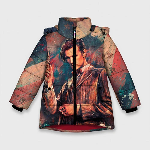 Зимняя куртка для девочки Доктор кто / 3D-Красный – фото 1