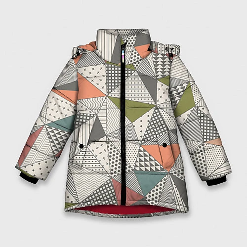 Зимняя куртка для девочки Геометрия / 3D-Красный – фото 1