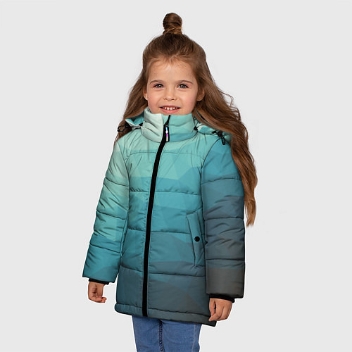 Зимняя куртка для девочки Геометрия / 3D-Светло-серый – фото 3