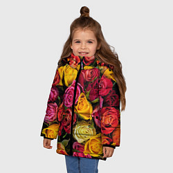 Куртка зимняя для девочки Ассорти из роз, цвет: 3D-красный — фото 2