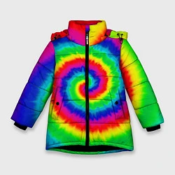 Куртка зимняя для девочки Tie dye, цвет: 3D-черный