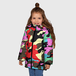 Куртка зимняя для девочки Яркий камуфляж, цвет: 3D-черный — фото 2